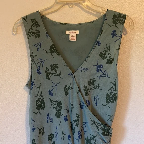 Sundance Silk Sage Green Wrap Midi Dress 10 - Picture 5 of 13